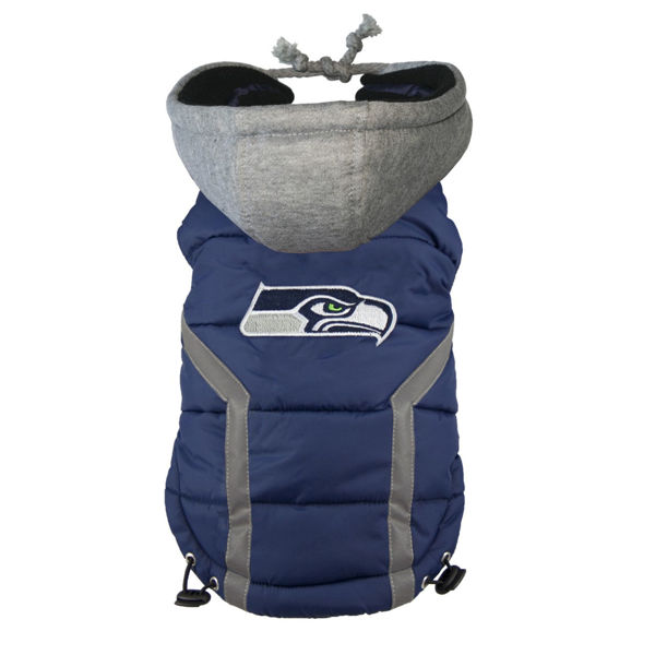 Picture of Seattle Seahawks Dog Puffer Vest.