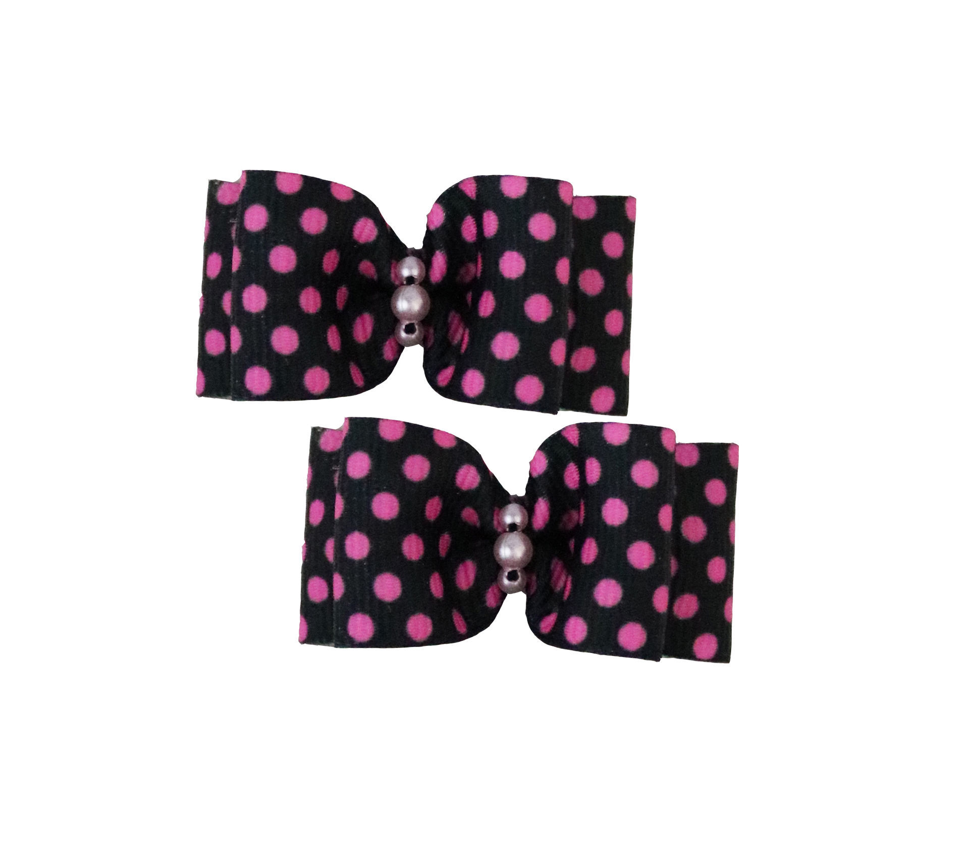 Picture of Hair Bows - Sm Black/Pink Dots
