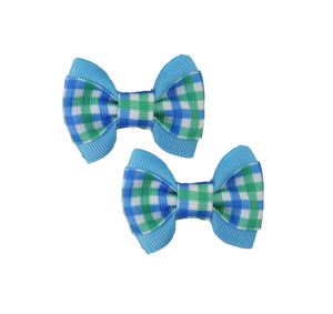 Picture of Hair Bows - Sm Blue/Green Gingham Overlay