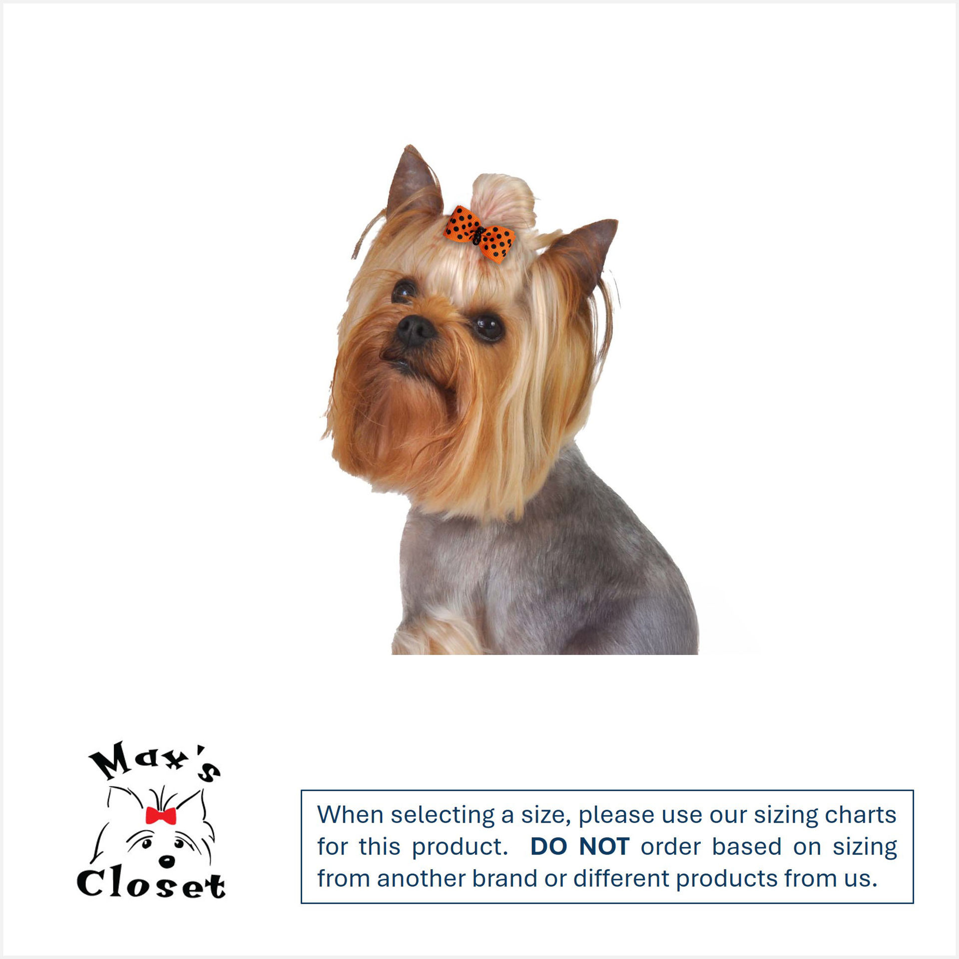 Picture of Hair Bows - Sm Orange/Black Dots
