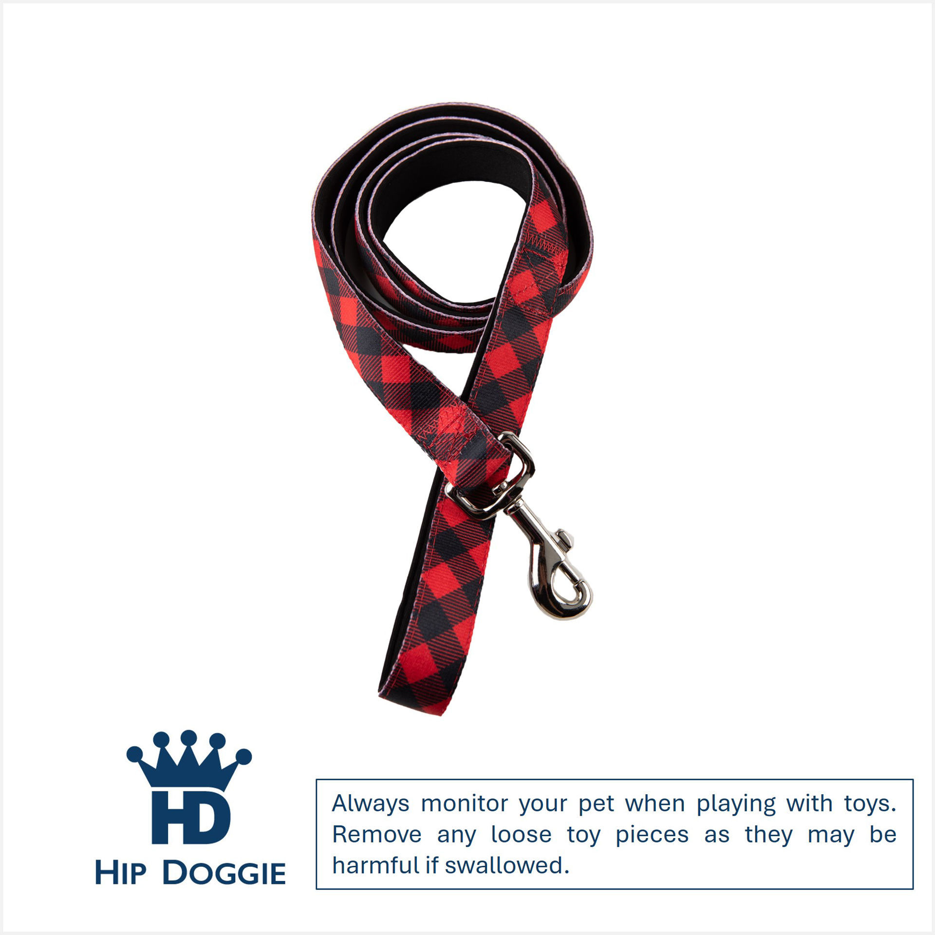 Picture of Leash 1" X 5' - Buffalo  Check Red/Black