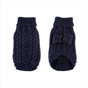 Picture of Angora Cable Knit Sweater-Navy